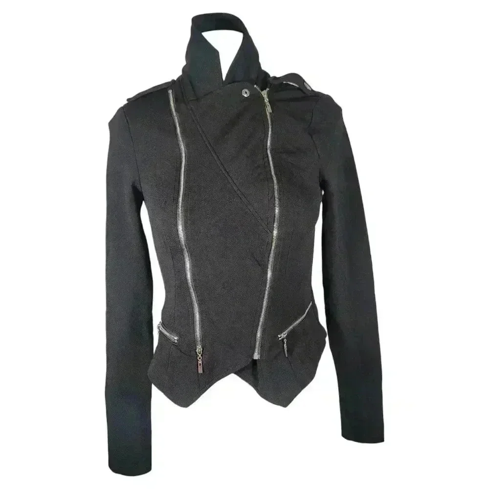Alt. B Black Knit Moto Biker Motorcycle Jacket Size Small Grunge